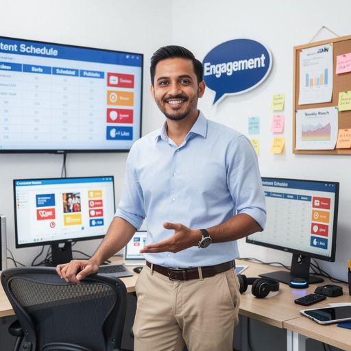 A digital marketing professional analyzing social media engagement metrics on a laptop.