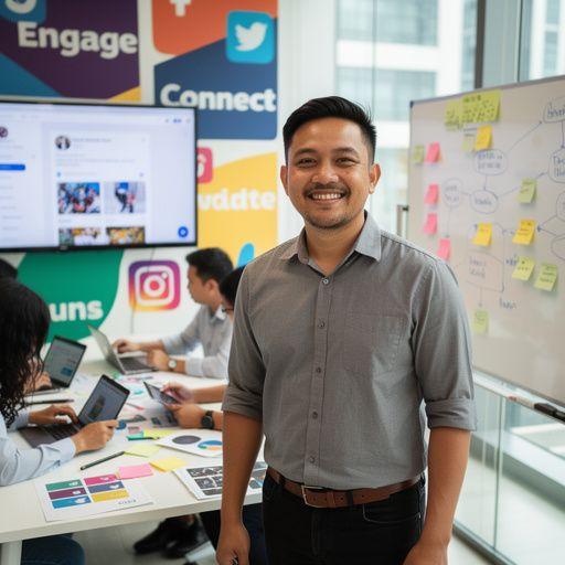 A community manager responding to comments and messages on various social media platforms.